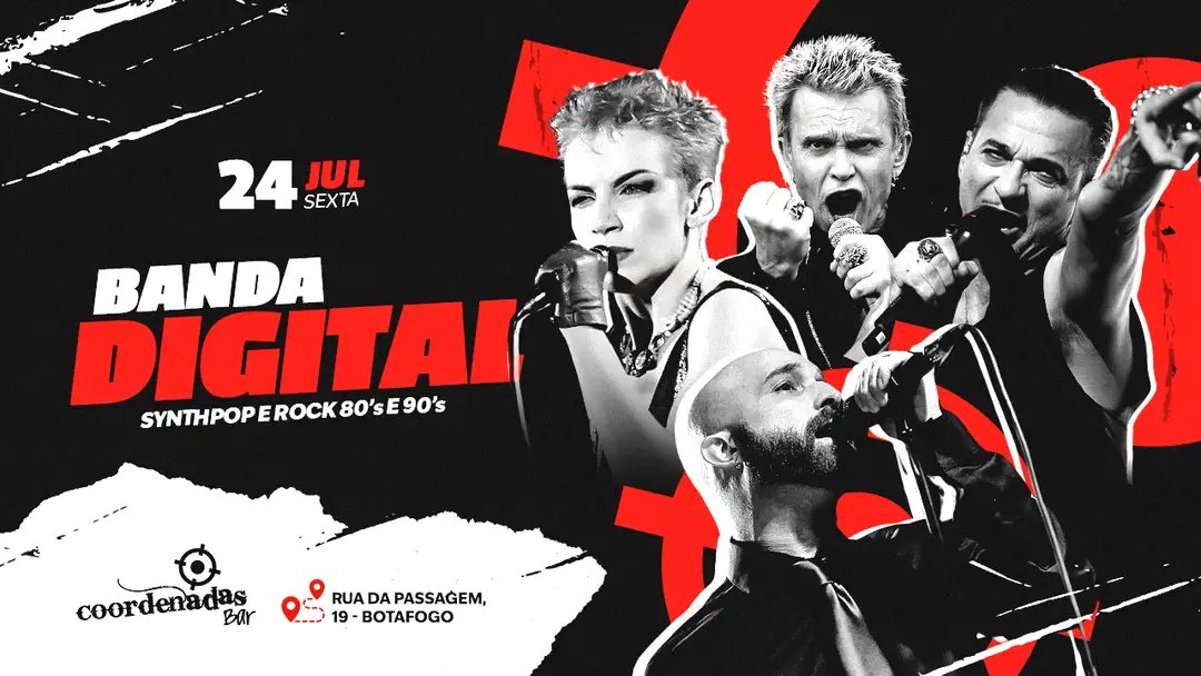 Banda Digital no Coordenadas Bar — Synthpop + Rock 80/90