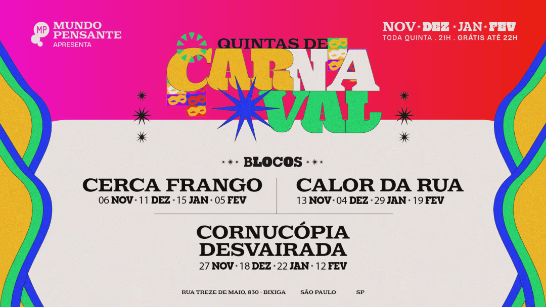 Quintas de Carnaval | Cornucópia Desvairada no MP