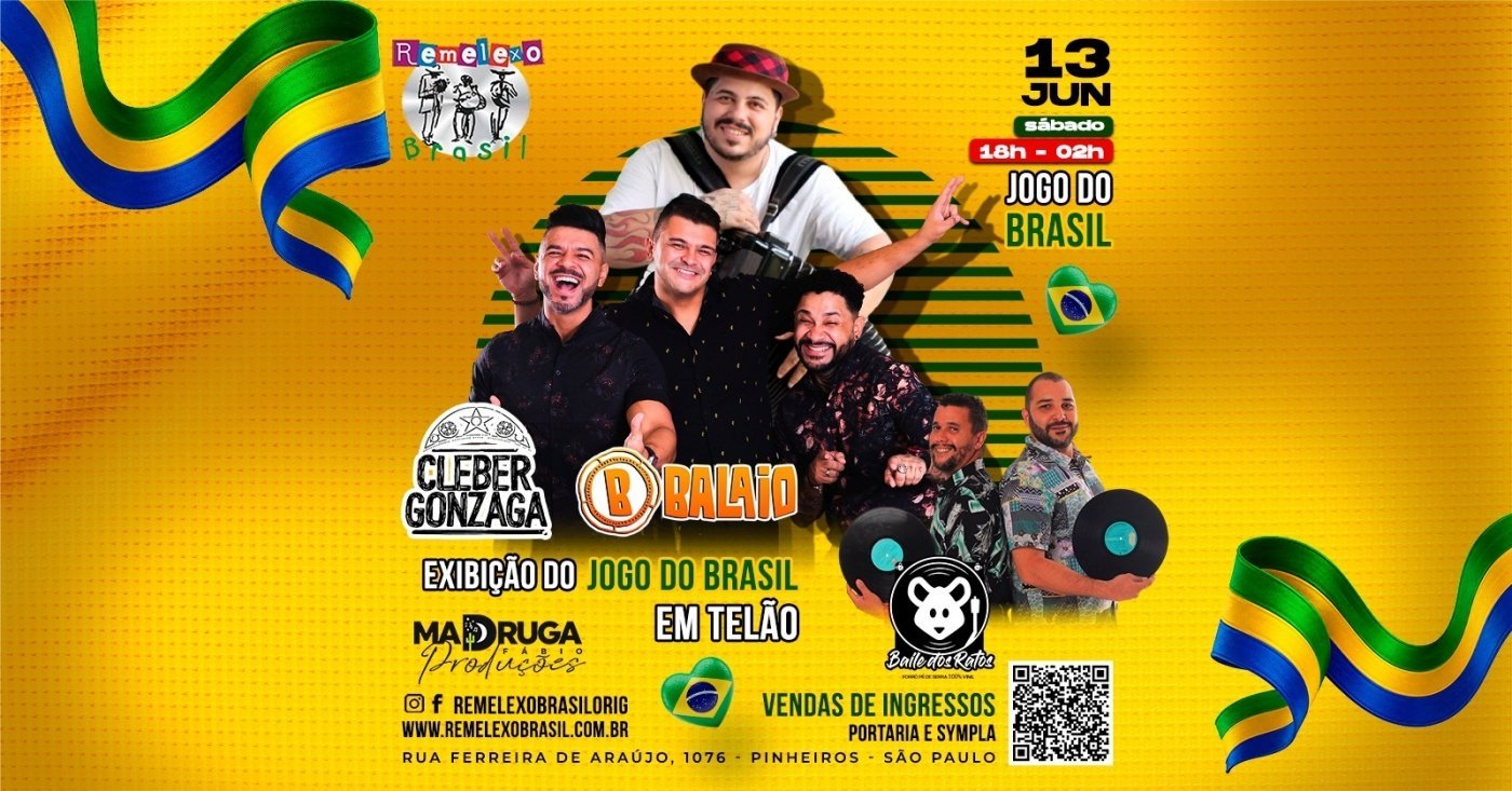 JOGO DO BRASIL no TELÃO com BALAIO - CLEBER GONZAGA e BAILE DOS RATOS