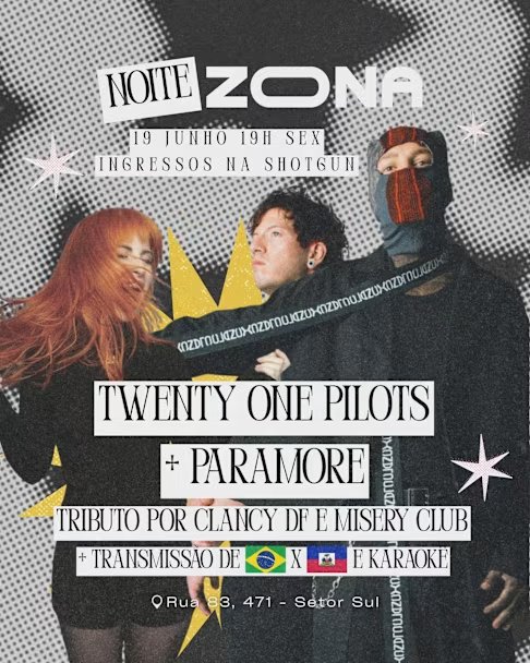 Zona Apresenta: Paramore + 21 Pilots Tributo + Jogo Brasil