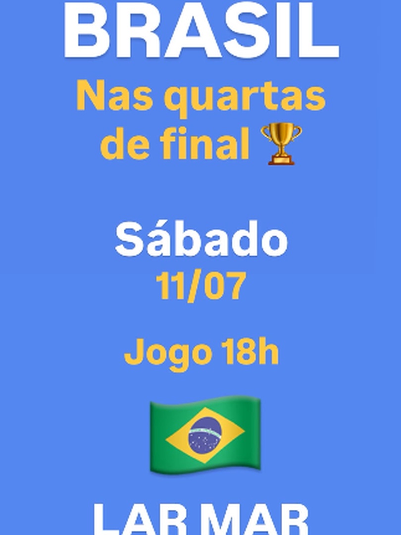 Brasil nas quartas - Copa do Mundo Lar Mar