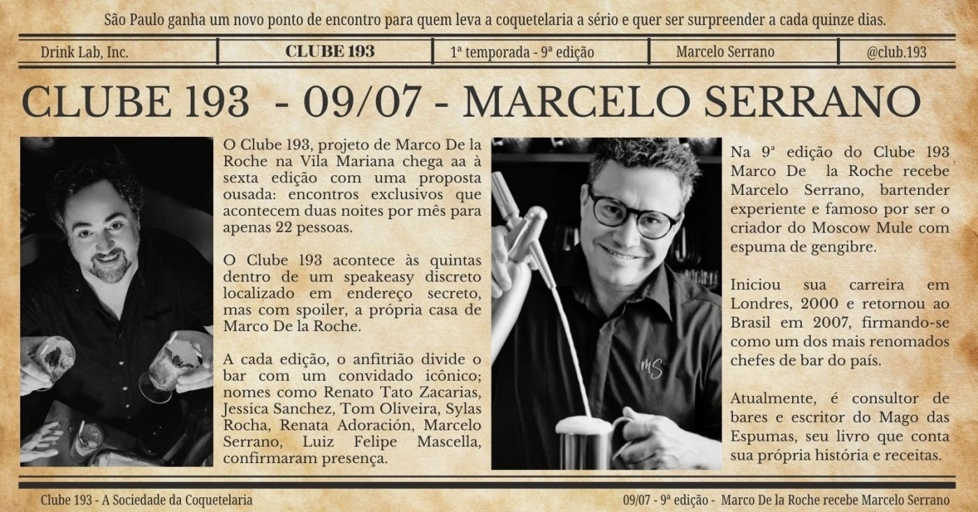 Clube 193 - A Sociedade de Coquetelaria recebe Marcelo Serrano
