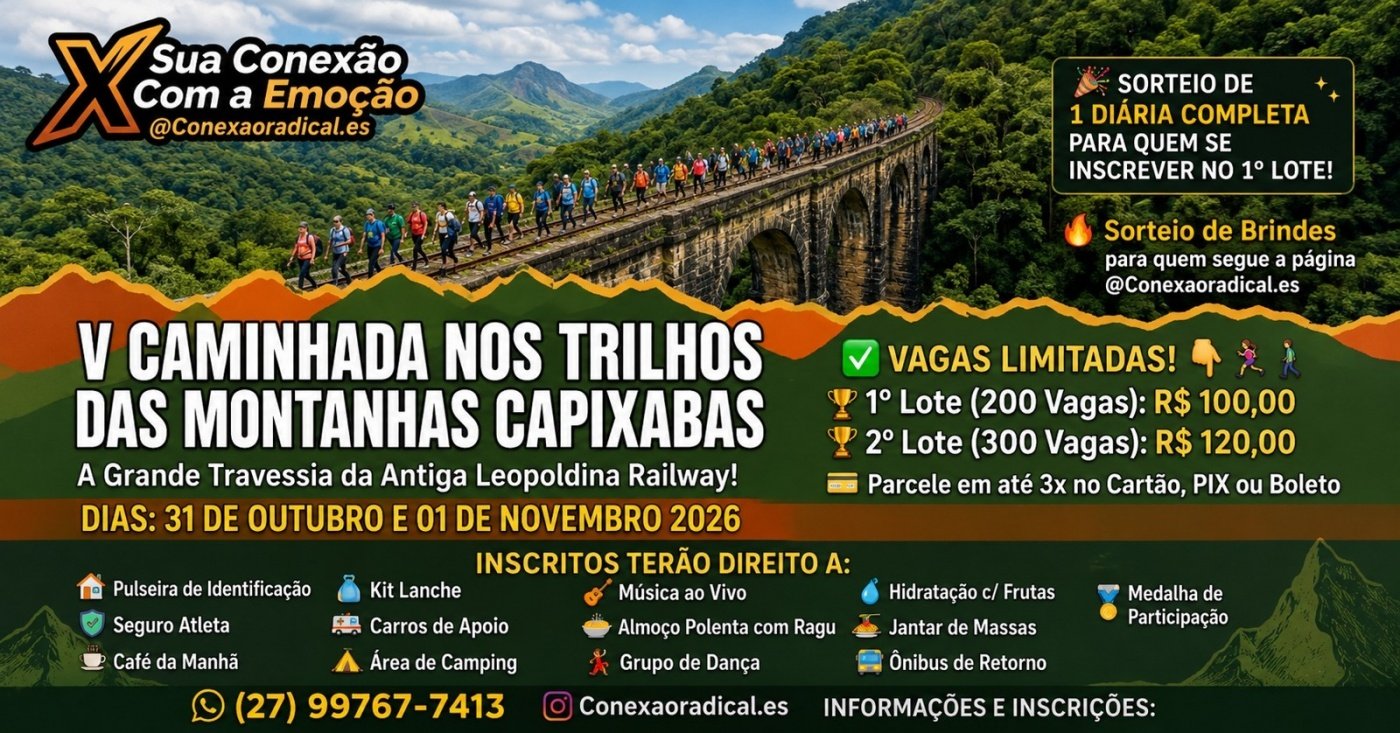 V Caminhada nos Trilhos das Montanhas Capixabas: A Grande Travessia da Antiga Leopoldina Railway.