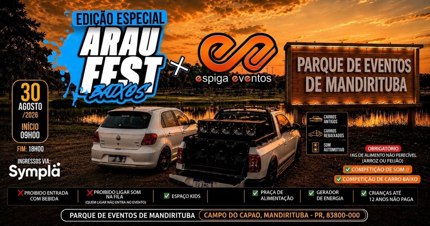 Araufest e Espiga Eventos dia 30 de agosto