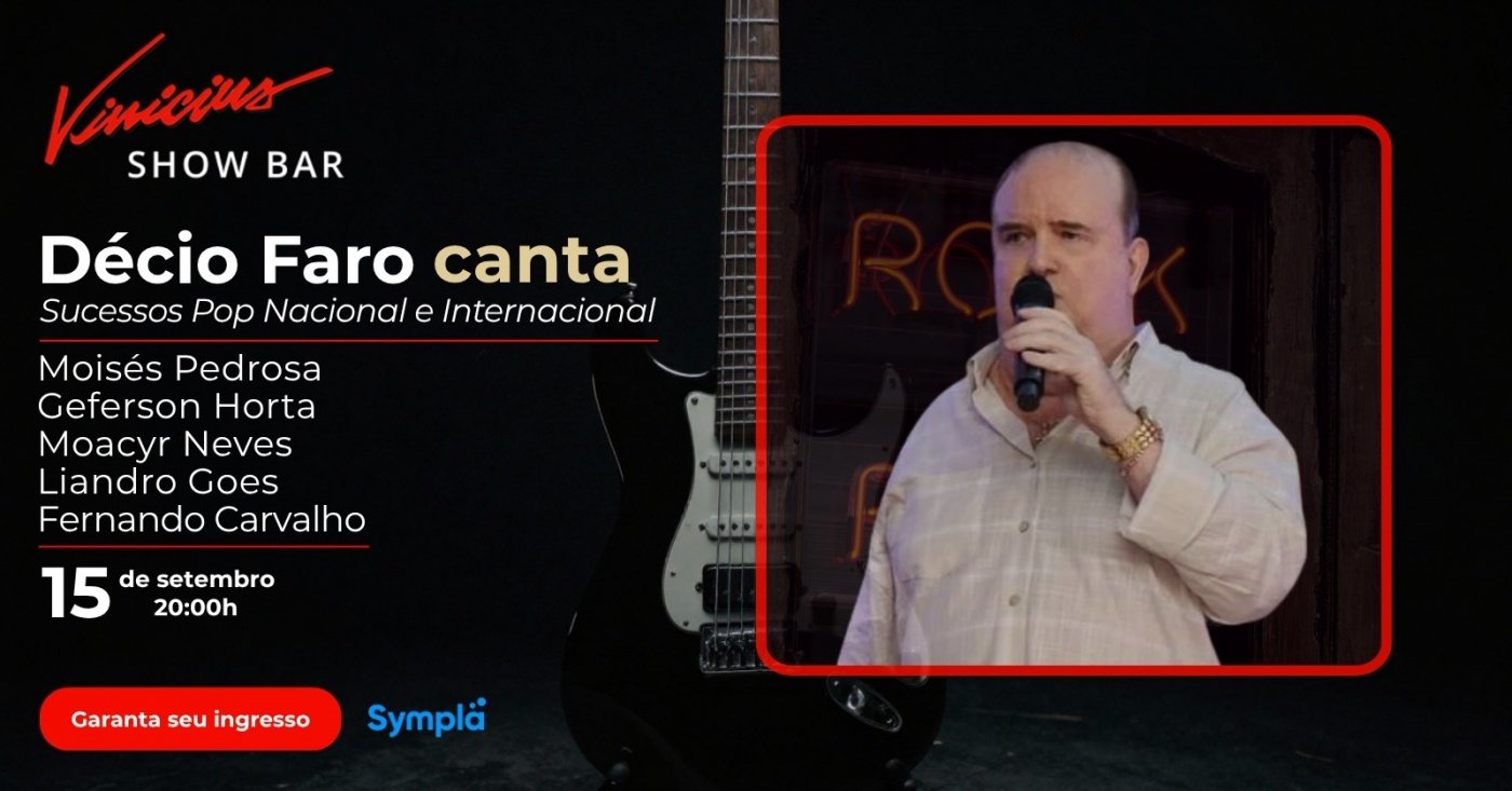 Capa do evento Décio Faro canta Sucessos do Pop Nacional e Internacional