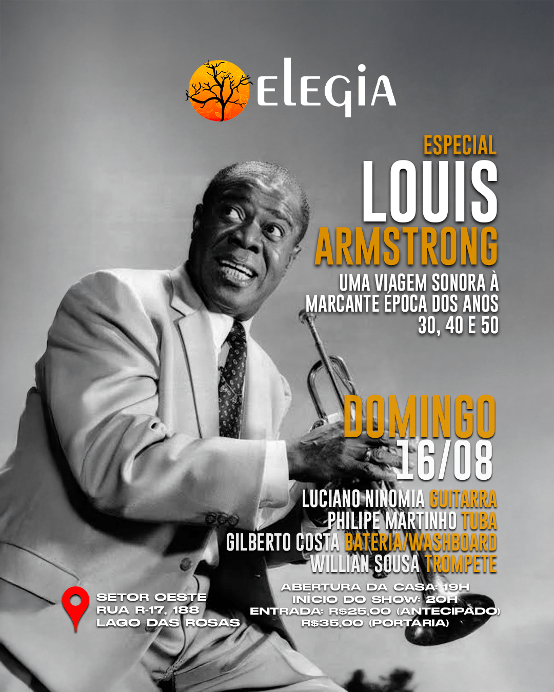Especial Louis Armstrong - Elegia Café - 16/08 (Domingo)