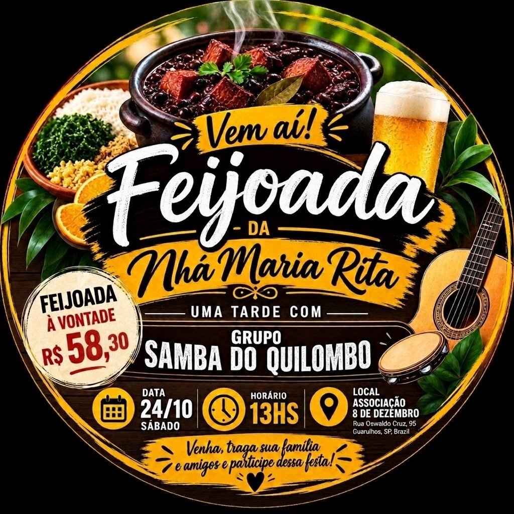 FEIJOADA BENEFICENTE E SAMBA AO VIVO