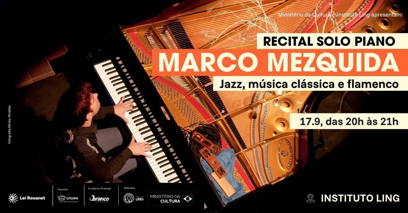 Jazz, música clássica e flamenco em recital solo do pianista espanhol MARCO MEZQUIDA