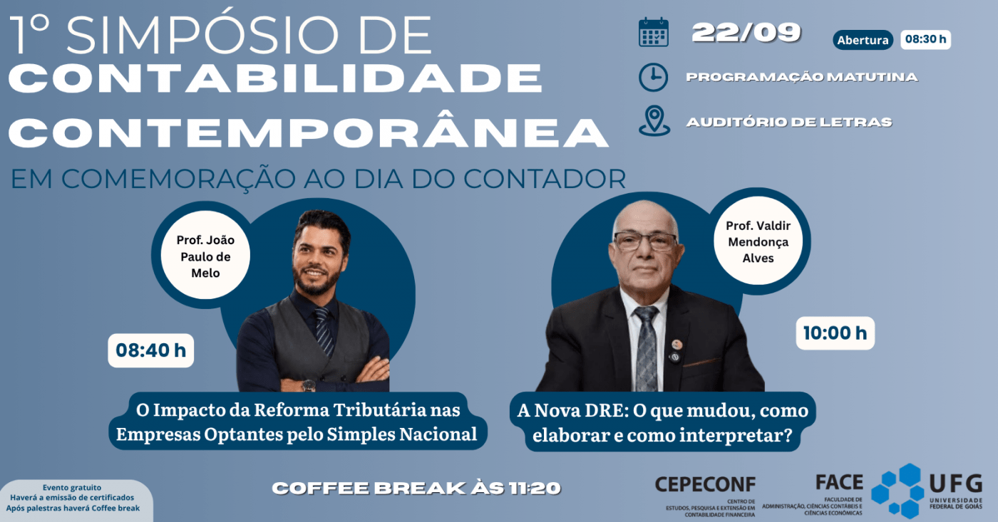 I SIMPÓSIO DE CONTABILIDADE CONTEMPORÂNEA - Em Comemoração ao Dia do Contador - Matutino (22/09)