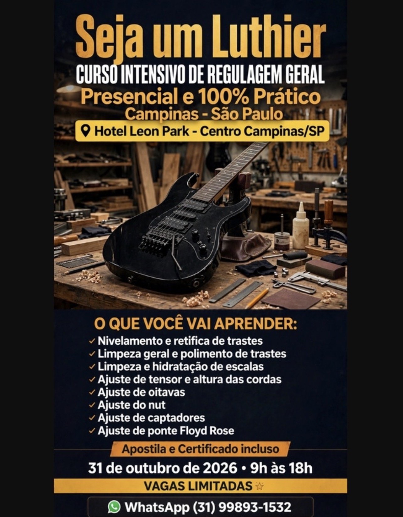 Curso Luthier Campinas Modulo Regulagem Geral