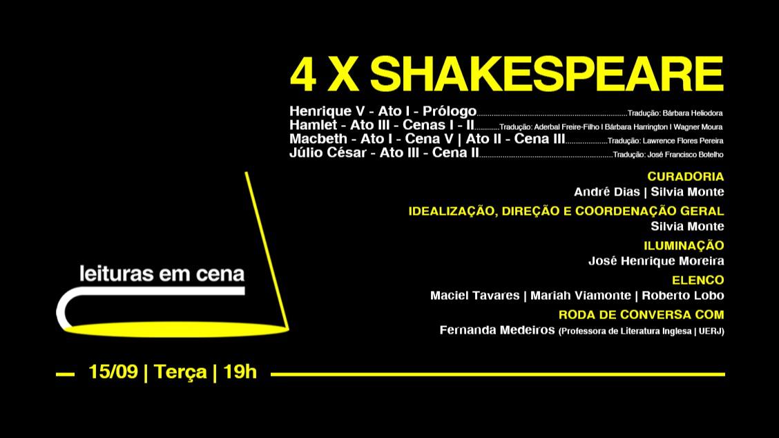 Capa do evento Leituras em Cena | 4 x SHAKESPEARE