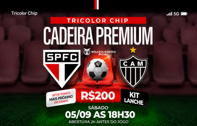 CADEIRA PREMIUM TRICOLOR CHIP- SÃO PAULO x ATLÉTICO-MG