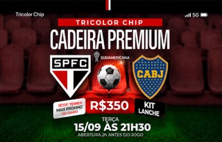 CADEIRA PREMIUM TRICOLOR CHIP — SPFC X BOCA JUNIORS